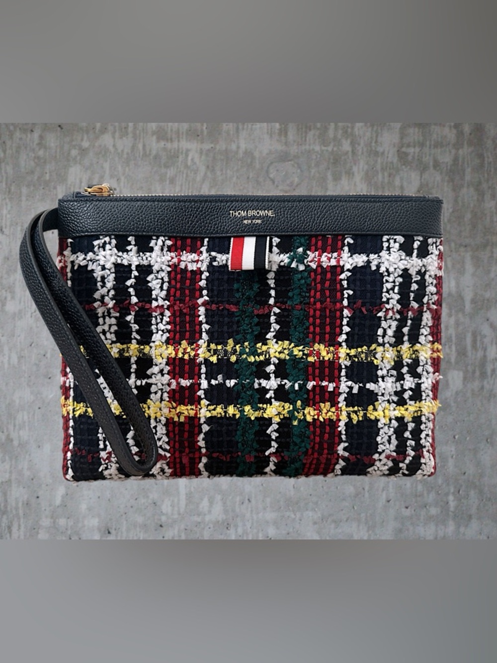 Thom Browne Tweed Zip Pouch